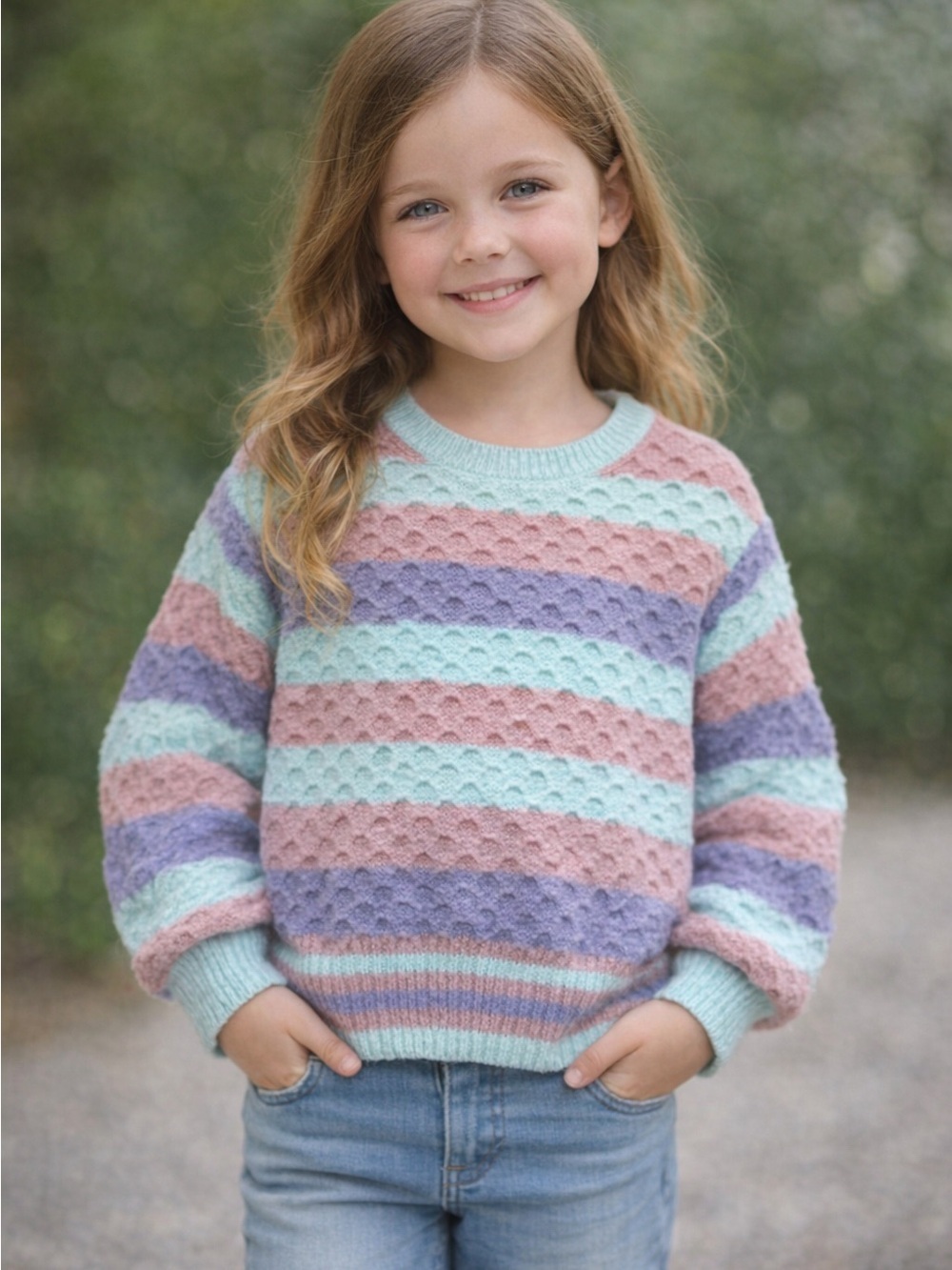 NWT Hayden Girls Sz M Crew Neck Sweater MSRP $65 Mint Pink Purple Soft Textured